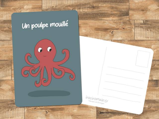 Carte postale " Un poulpe mouillé " 