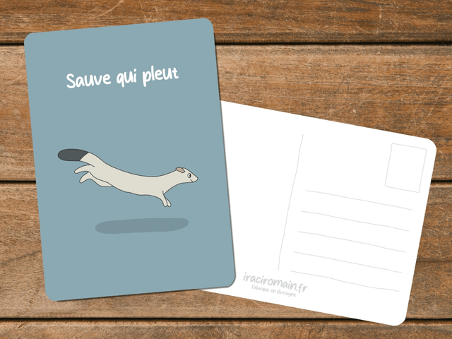Carte postale " Sauve qui pleut "