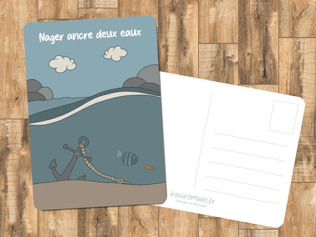 Carte postale " Nager ancre deux eaux "